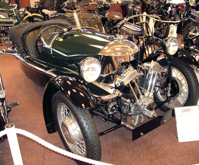 An earlier Morgan on display at the National Motorcycle Museum in Birmingham