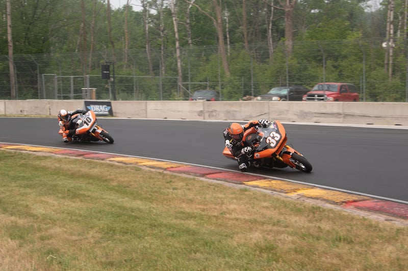 Two Harley's racing at MotoAmerica